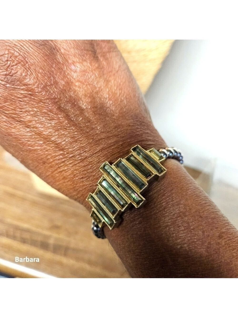 Lucky Brand Abalone Silver-tone Bead Cuff Bracelet